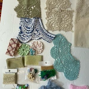 Fabric slow stitch kit scrapbook journals lace & doilies
